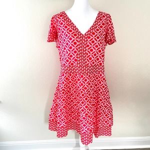 Vineyard Vines Women's Pink Geometric Print Cotton Blend Dress Size L
